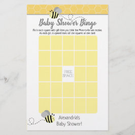 Grått Humla Baby Shower Bingo Game