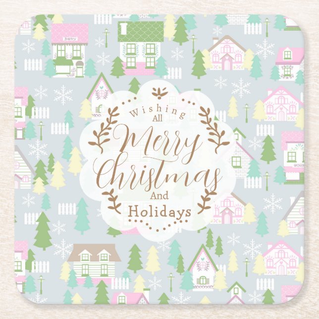 Grått i julhus underlägg papper kvadrat (Framsidan)