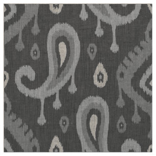 Grått Ikat Paisley Large Tyg