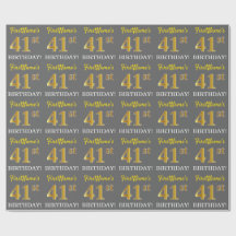 Grått, Imitation Guld Se "41:a BIRTHDAY"