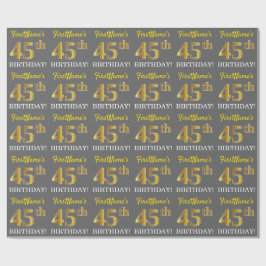 Grått, Imitation Guld Se "45:e BIRTHDAY" Presentpapper