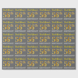 Grått, Imitation Guld Se "56:e BIRTHDAY" Presentpapper