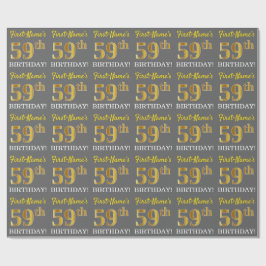 Grått, Imitation Guld Se "59:e BIRTHDAY" Presentpapper
