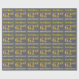 Grått, Imitation Guld Se "62:a BIRTHDAY" Presentpapper
