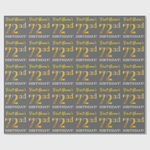 Grått, Imitation Guld Se "72:a BIRTHDAY" Presentpapper