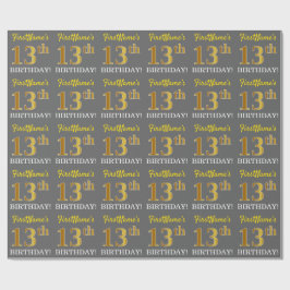 Grått, Imitation Guld titta "13:e BIRTHDAY" Presentpapper