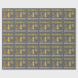 Grått, Imitation Guld titta "14:e BIRTHDAY" Presentpapper