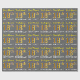Grått, Imitation Guld titta "18:e BIRTHDAY" Presentpapper