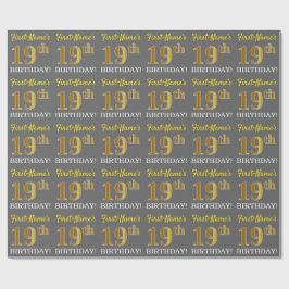 Grått, Imitation Guld titta "19:e BIRTHDAY" Presentpapper