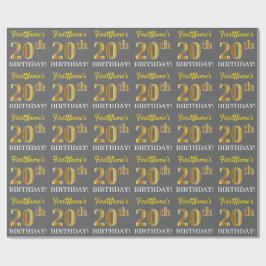 Grått, Imitation Guld titta "20:e BIRTHDAY" Presentpapper