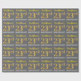 Grått, Imitation Guld titta "23:e BIRTHDAY" Presentpapper