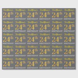 Grått, Imitation Guld Titta "24:e BIRTHDAY" Presentpapper