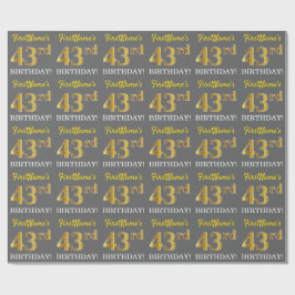 Grått, Imitation Guld Titta "43:e BIRTHDAY" Presentpapper