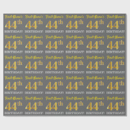 Grått, Imitation Guld Titta "44:e BIRTHDAY" Presentpapper