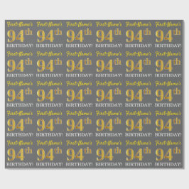 Grått, Imitation Guld Titta "94:e BIRTHDAY" Presentpapper