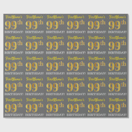 Grått, Imitation Guld Titta "99:e BIRTHDAY" Presentpapper