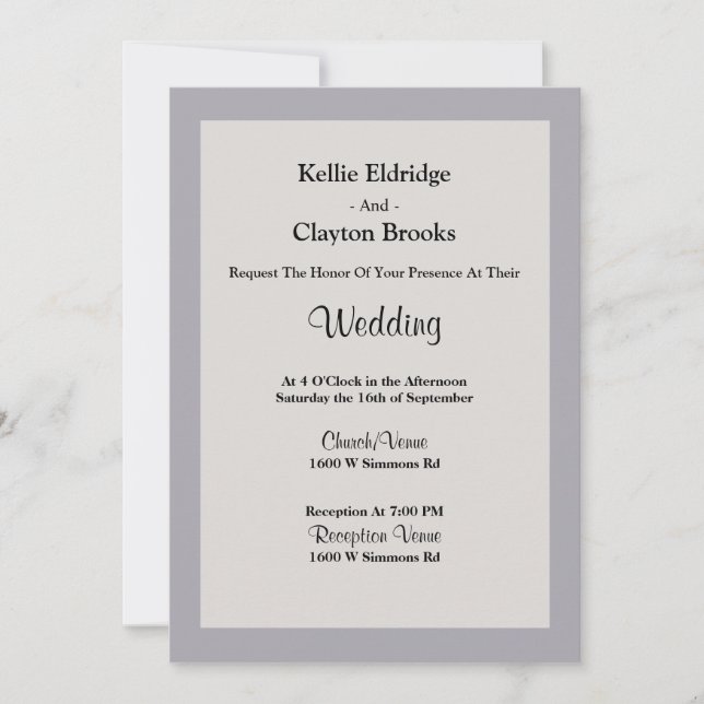 Grått-inbjuden bröllopsinbjudan inbjudningar (Framsida)