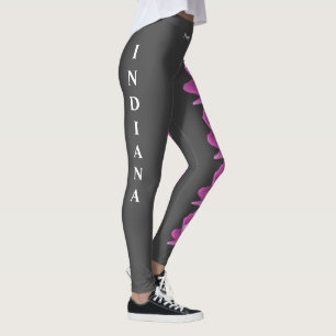 Grått Indiana State Flower Peony Leggings