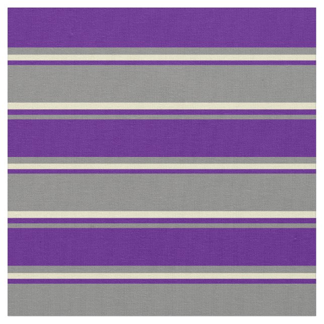 Grått, indigoer och Blek Goldenrod Linjer Tyg (Närbild)