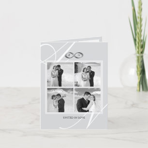 Grått Infinity Symbol 4 Multi Photo Elegant bröllo Tack Kort