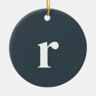 Grått Initial Brev   Minimalistisk Trendig Julgransprydnad Keramik