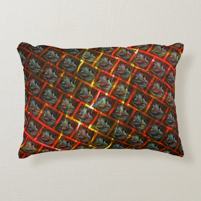 Grått "inramad öga, groddor, kvadrater eller rödgr prydnadskudde (Framsidan)