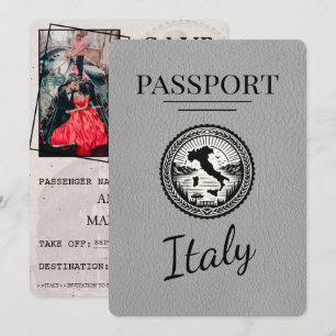 Grått Italien Passport Spara Datumet