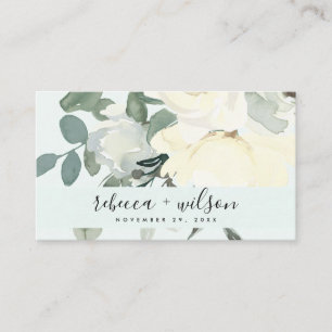 GRÅTT IVORY WHITA AQUA BLOMMIGT TACK VISITKORT