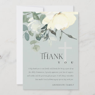 GRÅTT IVORY WHITE AQUA BLOMMIGT FÖRST HELIGA COMMU TACK KORT