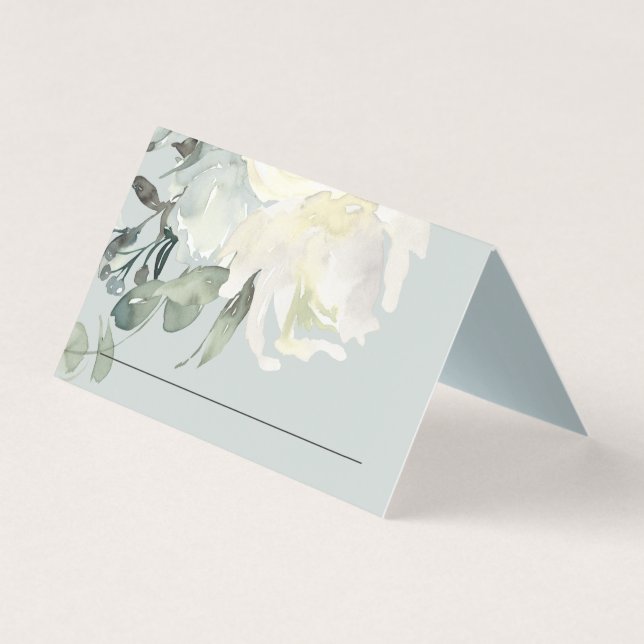 GRÅTT IVORY WHITE BLOMMIGT BUNCH BRÖLLOP PLACE CAR KORT (Framsida)