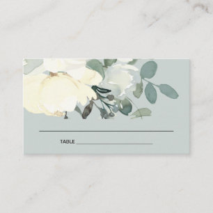 GRÅTT IVORY WHITE BLOMMIGT MÖHIPPA PLACARD VISITKORT