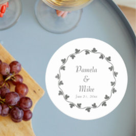 Grått Ivy WAN Personlig Bröllop Underlägg Papper Rund