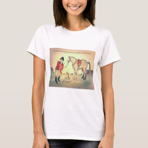 Grått-jakt på hästräv t-shirt med Gandhi-citat