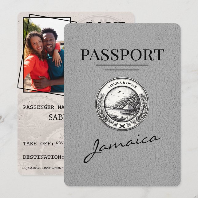 Grått Jamaica Passport Spara datum Datumet (Fram/baksida)