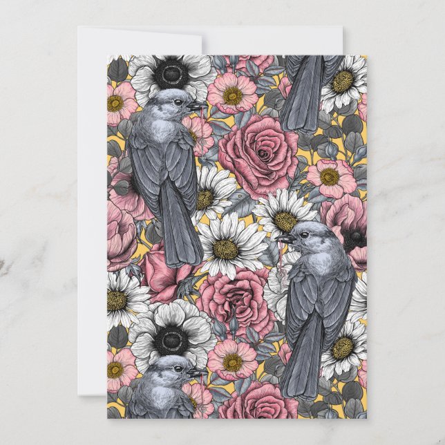 Grått jays och blommor (Framsida)