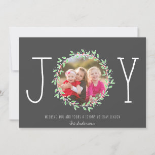 Grått Julfoto, enkelt Joy WANDERS Mörk Photo Julkort