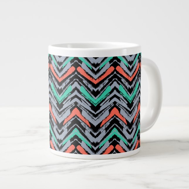 Grått, kalk och Hand plockade-skorv Mönster Jumbo Mugg (Framsida höger)