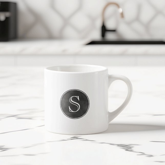 Grått-kalkboard Stil Monogram Espressomugg (Skapare uppladdad)