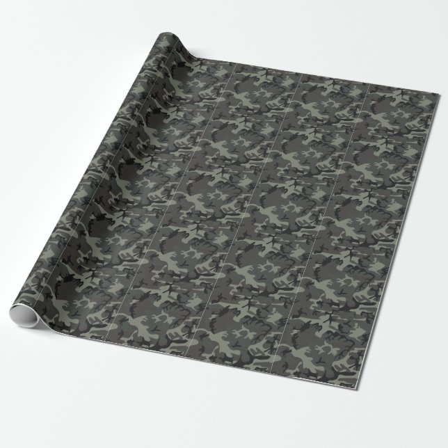 Grått-kamouflage Inslagning Papper Presentpapper (Utrullad)