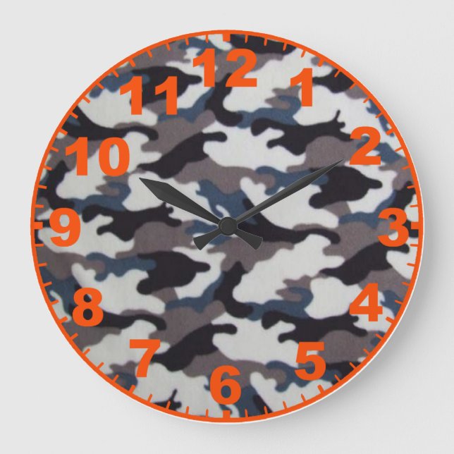 Grått-kamouflage-klocka med siffror stor klocka (Framsida)