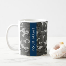 Grått kamouflage mönster, Ditt namn, Personalisera Kaffemugg