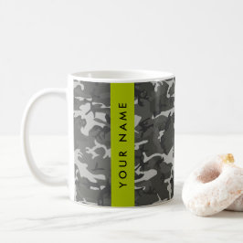 Grått kamouflage mönster, Ditt namn, Personalisera Kaffemugg