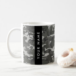 Grått kamouflage mönster, Ditt namn, Personalisera Kaffemugg