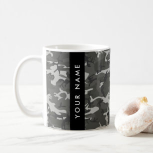 Grått kamouflage mönster, Ditt namn, Personalisera Kaffemugg