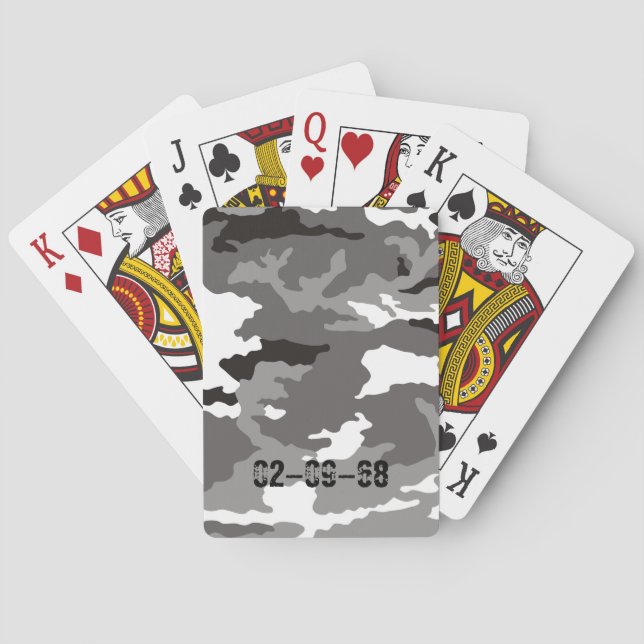 Grått kamouflage mönster spel kort (Baksidan)