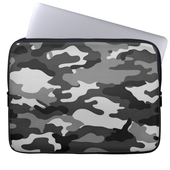 Grått-kamouflage| Neoprene Laptop sleeve (Framsidan)