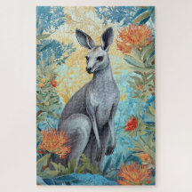 Grått Kangaroo i Australian Bush