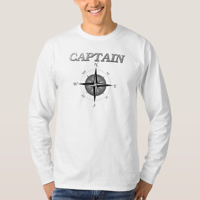 Grått Kapten med Compass Ro T Shirt (Framsida)