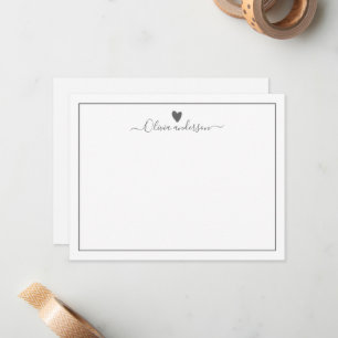 Grått Kärlek Heart Personlig Note Card Anteckningskort
