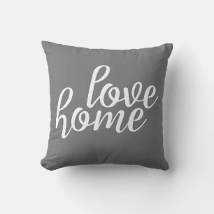 Grått Kärlek Home Script Kudde